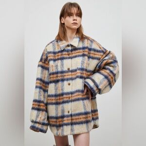 SourceUnknown Checker Wool-Blend Oversized Shacket